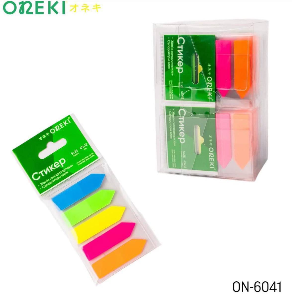 Стикер самоклеящийся пластик закладка 125 лист 5 цветов, ONEKI, 45*12 мм, ON-6041