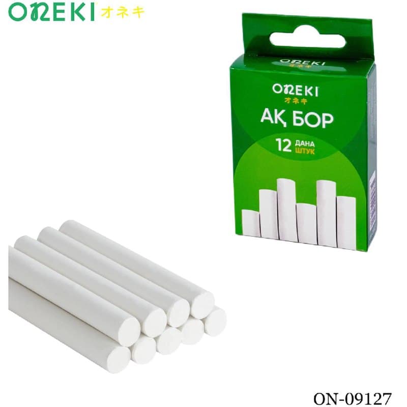 Мел школьный белый круглый 12 шт, ON-09127