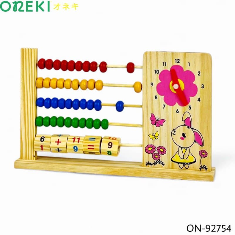 Игрушка деревянная развивающая, счеты, часы, ON-92754