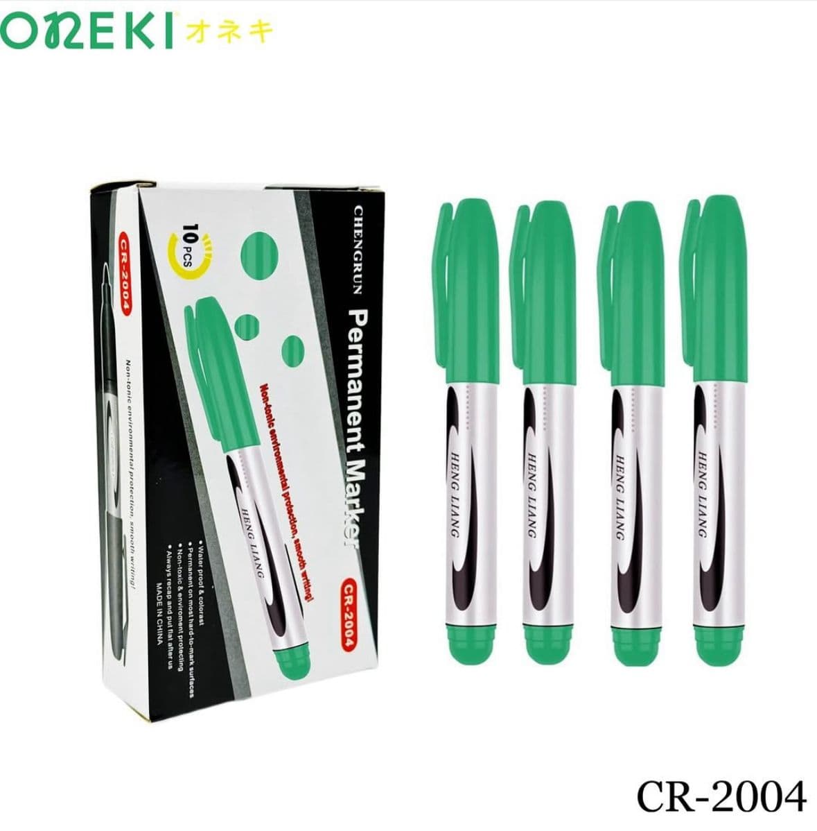 Маркер перманентный зеленый 10 шт, ON-2004 GREEN
