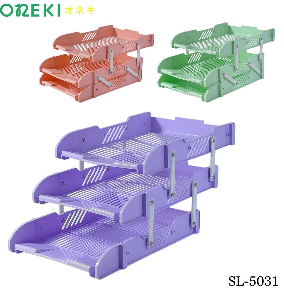 Лоток для бумаг 3 секции цветной, SL5031